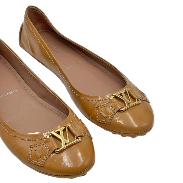 Louis Vuitton Patent Calfskin Womens Oxford Ballerina Flats (Pre-owned)