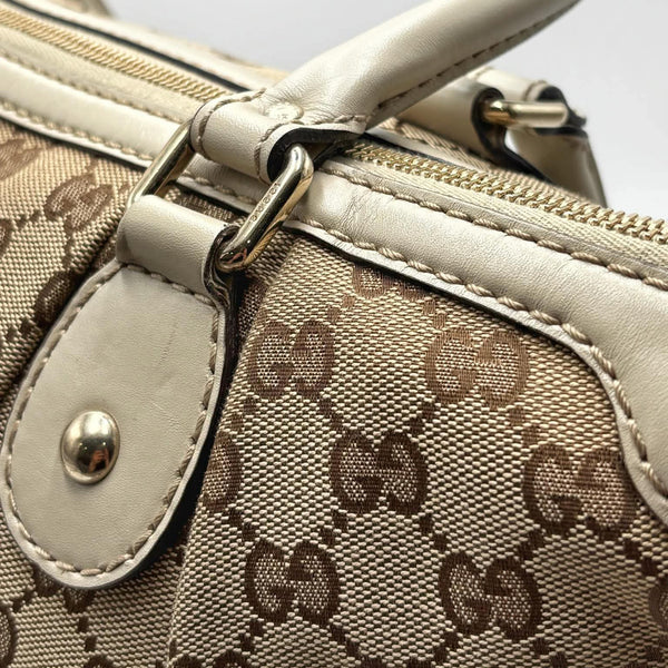 Gucci Brown GG Canvas Sukey Satchel White Beige Leather Cloth Pony-style calfskin Cloth (Pre-owned) 7K8RHJV
