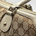 Load image into Gallery viewer, Gucci Brown GG Canvas Sukey Satchel White Beige Leather Cloth Pony-style calfskin Cloth (Pre-owned) 7K8RHJV
