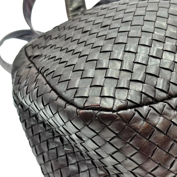 Bottega Veneta Brown Intrecciato Woven Nappa Leather Boston Top Handle Bag (Pre-owned) T4B7G43
