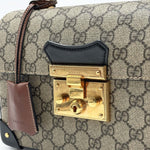 Load image into Gallery viewer, Gucci GG Supreme Monogram Small Padlock Bamboo Shoulder Bag Beige Black Cuir (Like new) R24VDBT
