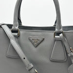Load image into Gallery viewer, Prada 2015-2026 Medium Bicolor Saffiano Lux Galleria Satchel Grey (Like new) 8D976YD
