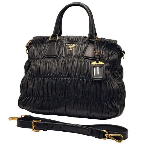 Prada Black Nappa Leather Gaufre Tote Bag (Pre-owned) XGY97GW