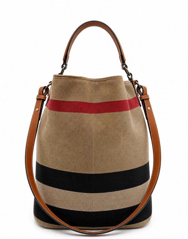 Burberry Saddle Brown Canvas Check Medium Susanna Hobo Bag (Pre-owned) 9YK3D39