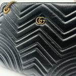 Load image into Gallery viewer, Gucci Azalea Calfskin Matelasse Heart Medium GG Marmont Slim Shoulder Bag Black 2-way (Like new) MCQ8GG6

