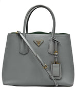 Load image into Gallery viewer, Prada Medium Saffiano Leather Double Prada Bag Grey (Pre-owned) GJ9V8BY
