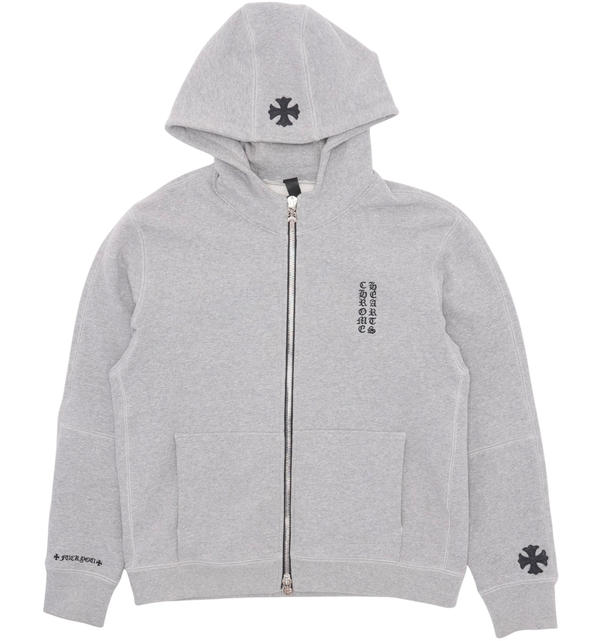 Chrome Hearts GRP Y NOT Leather Patchwork Zip-Up Hoodie