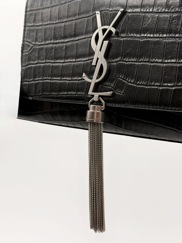 Saint Laurent Kate Tassel Chain Bag Small Croc-Embossed (Like new)