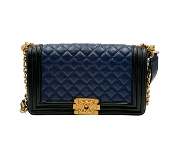 Chanel Bicolor Boy Flap Bag Quilted Lambskin (Like new) B69319.1273