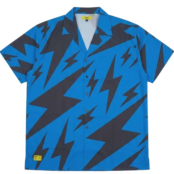 Scars Bolt Open-collar Shirt Blue Black