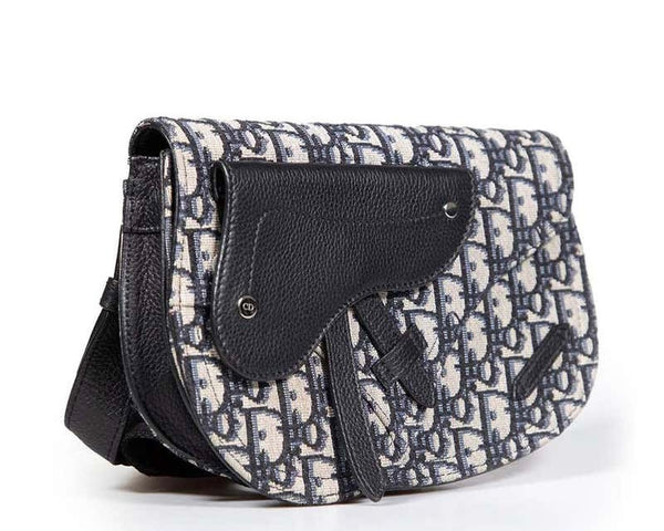 Dior Men's Black Dior Oblique Jacquard Saddle Pouch Bag