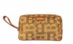 Load image into Gallery viewer, Burberry [B] Logo Canvas/Leather Clutch Bag With Gold Hardware (Pre-owned)
