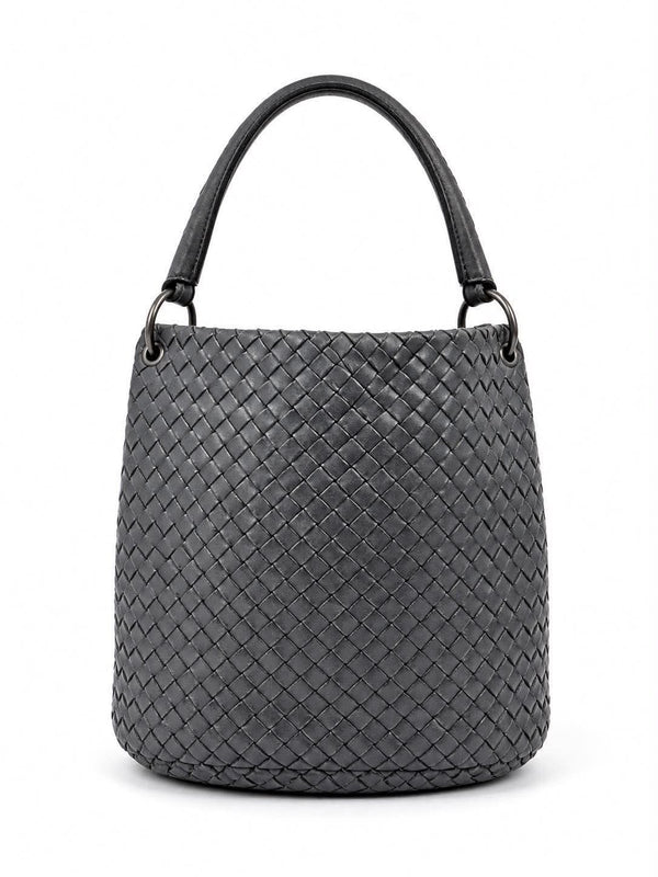 Bottega Veneta Leather Handbag Grey (Pre-owned) 668D3G