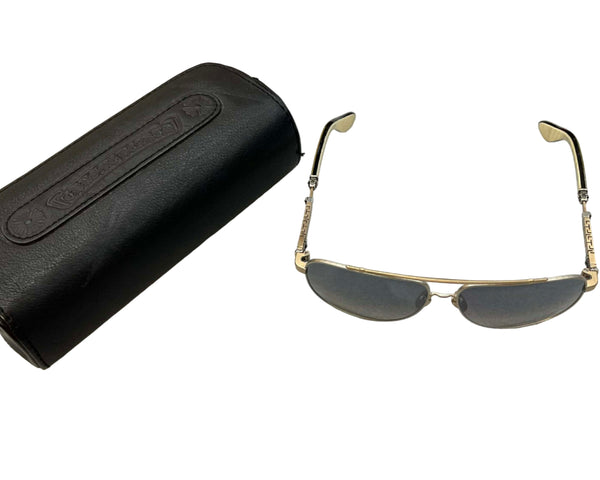 Chrome Hearts Jack Addict Aviator Sunglasses with a Goldtone Metal Frame (Like New)