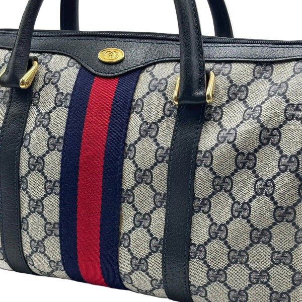 Gucci Monogram Vintage Web Boston Navy (Pre-owned) JDTWJ44