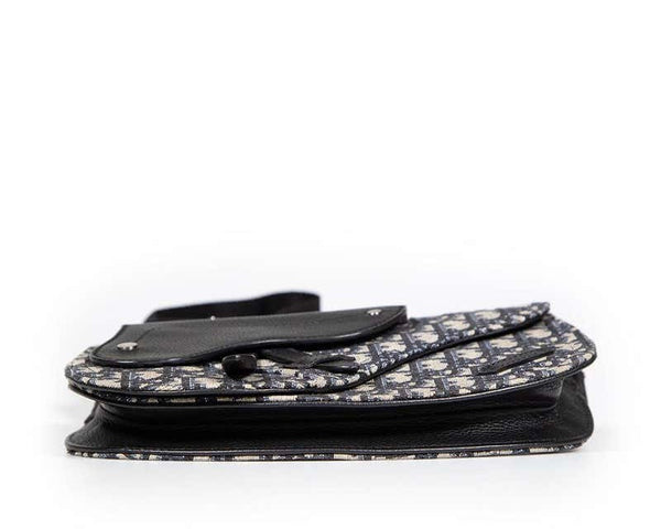 Dior Men's Black Dior Oblique Jacquard Saddle Pouch Bag