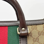 Load image into Gallery viewer, Gucci Beige/Ebony GG Canvas Vintage Web Medium Boston Bag W/ Shoulder Strap (Like new) KMH9DJ8
