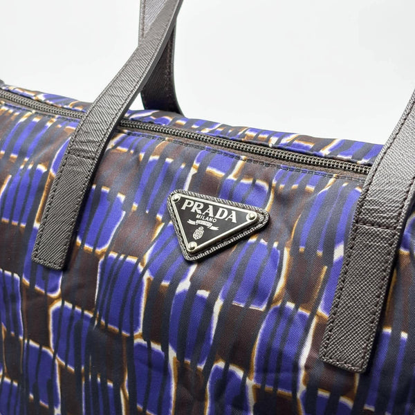 Prada Blue Tessuto Stampato Satchel Pony Style (Like new) RMVTHW4