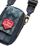 Load image into Gallery viewer, Louis Vuitton x Nigo Flap Double Phone Pouch Monogram Blue (Like new) Y4DMR8C
