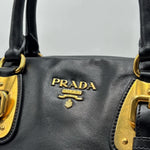 Load image into Gallery viewer, Prada Black Soft Calf Leather Satchel Bag W/ Long Strap (Pre-owned) RBCTQTV

