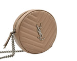 Load image into Gallery viewer, Saint Laurent Monogram Round Vinyl Camera Bag Brown Beige (Like New)
