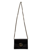 Load image into Gallery viewer, Gucci GG Marmont Gold Label Logo Leather Chain Wallet Shoulder Messenger Bag Black (Like new) BB44HW6
