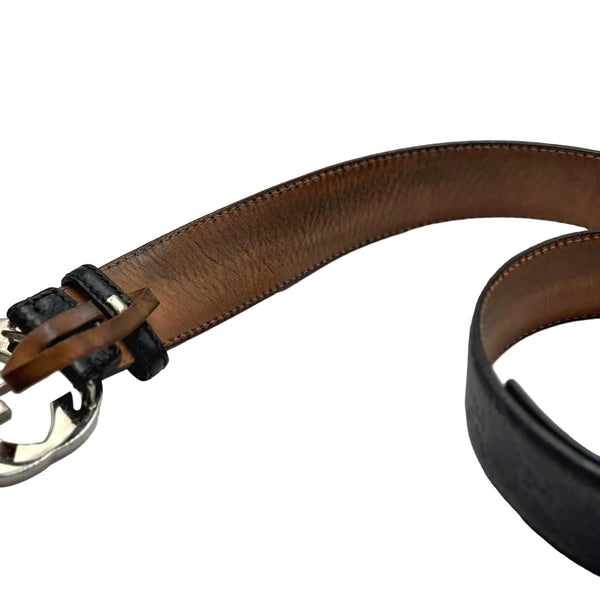 Gucci Interlocking G Belt Signature Guccissima Black/Beige Lining (Pre-owned)