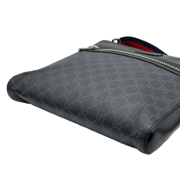 Gucci Black GG Supreme Coated Canvas Flat Messenger Bag (Pre-owned) 732RTW9