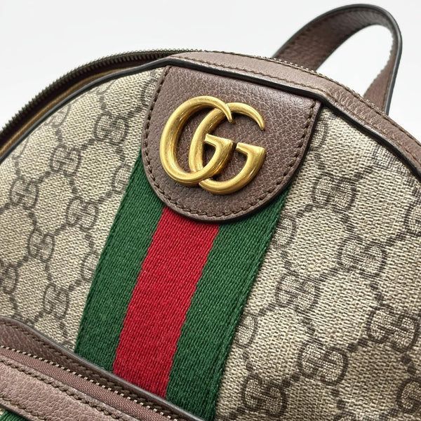 Gucci GG Supreme Monogram Calfskin Web Small Ophidia Day Backpack Beige Ebony New Acero (Pre-owned) CDQTW2T