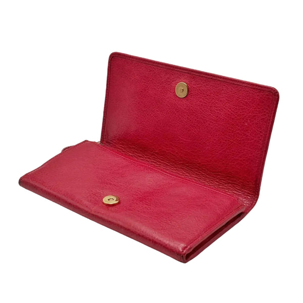 Balenciaga Red Lambskin Leather Giant 12 Silver Bi-Fold Long Continental Wallet (Pre-owned)