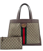 Load image into Gallery viewer, Gucci GG Supreme Monogram Web Ophidia Tote Brown (Like new) C9B84W3
