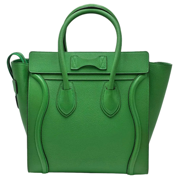 Celine Green Drummed Leather Nano Luggage Tote Bag (Like new) 3X6RH8K