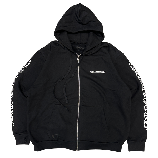 Chrome Hearts Scroll Logo Zip Up Hoodie Black