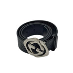 Load image into Gallery viewer, Gucci Black Guccissima Leather Square Interlocking G Buckle Belt 90CM (Pre-owned)
