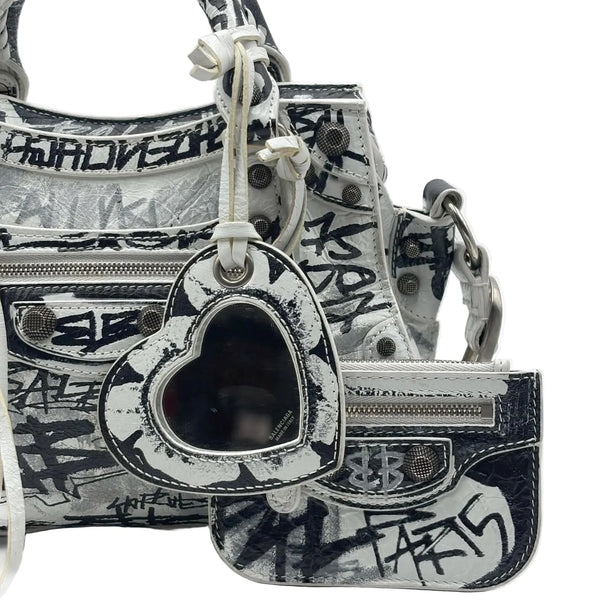Balenciaga Agneau Arena Graffiti Neo Cagole City Handbag XS White Black (Pre-owned) MRYRG23