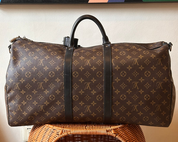 Louis Vuitton Keepall Bandoulière 55 Monogram Brown/Black "Like New”
