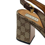 Load image into Gallery viewer, Gucci Monogram  Scamosciato Horsebit Platform Slingback Mules Beige Ebony New Acero (Fitted)
