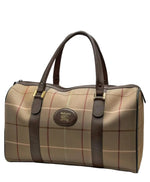 Load image into Gallery viewer, Burberry Check Boston Bag Travel Khaki Brown Canvas Leather (Pre-owned)
