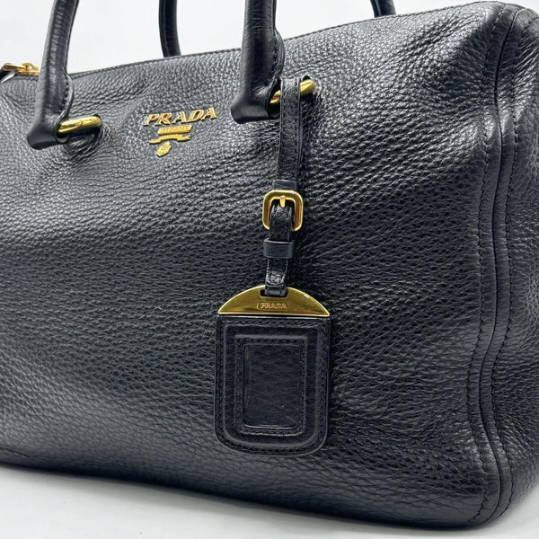 Prada Black Vitello Phenix Leather Bauletto Bag (Pre-owned) GRVJT82