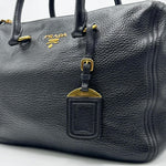 Load image into Gallery viewer, Prada Black Vitello Phenix Leather Bauletto Bag (Pre-owned) GRVJT82
