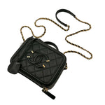 Load image into Gallery viewer, Chanel Filigree Vanity Case Quilted Caviar Gold-tone Small Black (Like new) RB37TXQ
