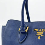 Load image into Gallery viewer, Prada Blue Saffiano Lux Leather Magentic Closure Tote (Pre-owned) MMVQ39B

