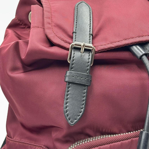 Burberry Nylon Medium Rucksack Backpack Burgundy Red (Pre-owned) KBXYH8K