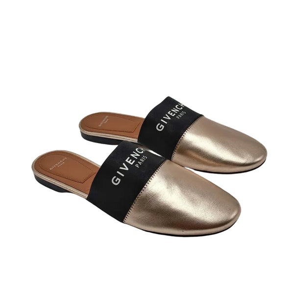 Givenchy Metallic Gold Leather Mules Sandals (unused)