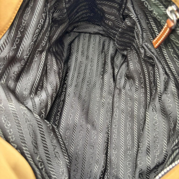 Prada Quilted Beige Nylon Silver Chain Shoulder Bag (Like new) DQR6XQV