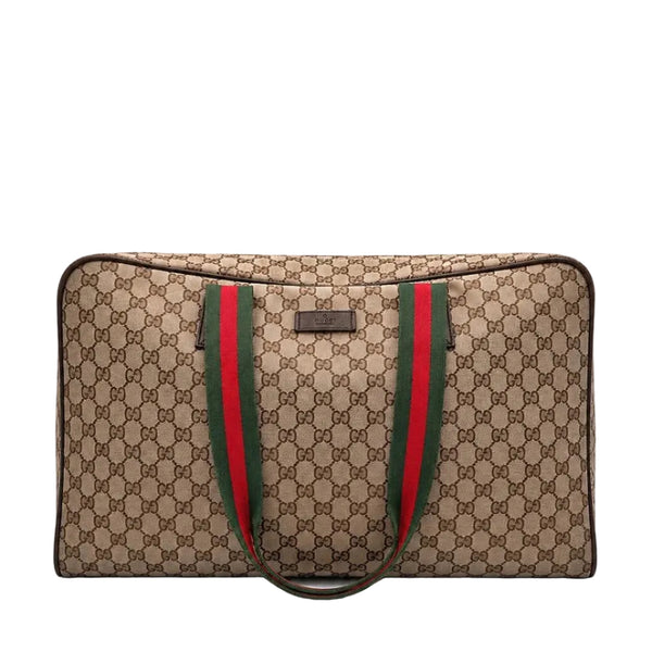 Gucci Web Strap Side Snap Carry On Duffle Bag GG Canvas Large travel bag (Pre-owned) 84327YK