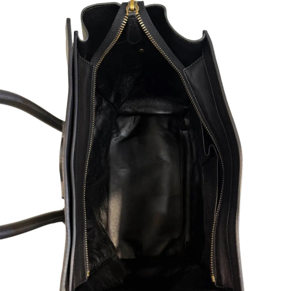 Celine Black/Green Calfskin Leather Mini Luggage Tote Bag (Pre-owned)