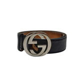 Load image into Gallery viewer, Gucci Interlocking G Belt Signature Guccissima Black/Beige Lining (Pre-owned)
