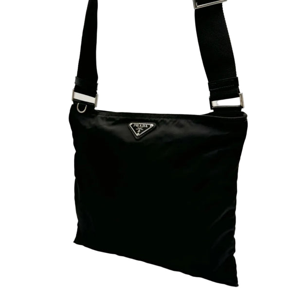 Prada Tessuto Nylon Sport Black Messenger Crossbody Bag (Like new)