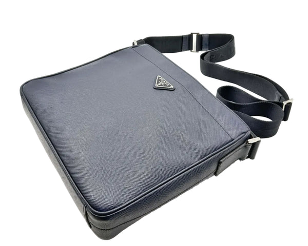 Prada Saffiano Leather Messenger Bag in Navy Blue (Like new)